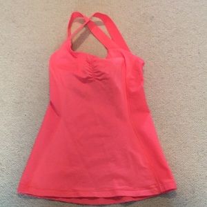 Strappy back neon orange Lululemon workout tank